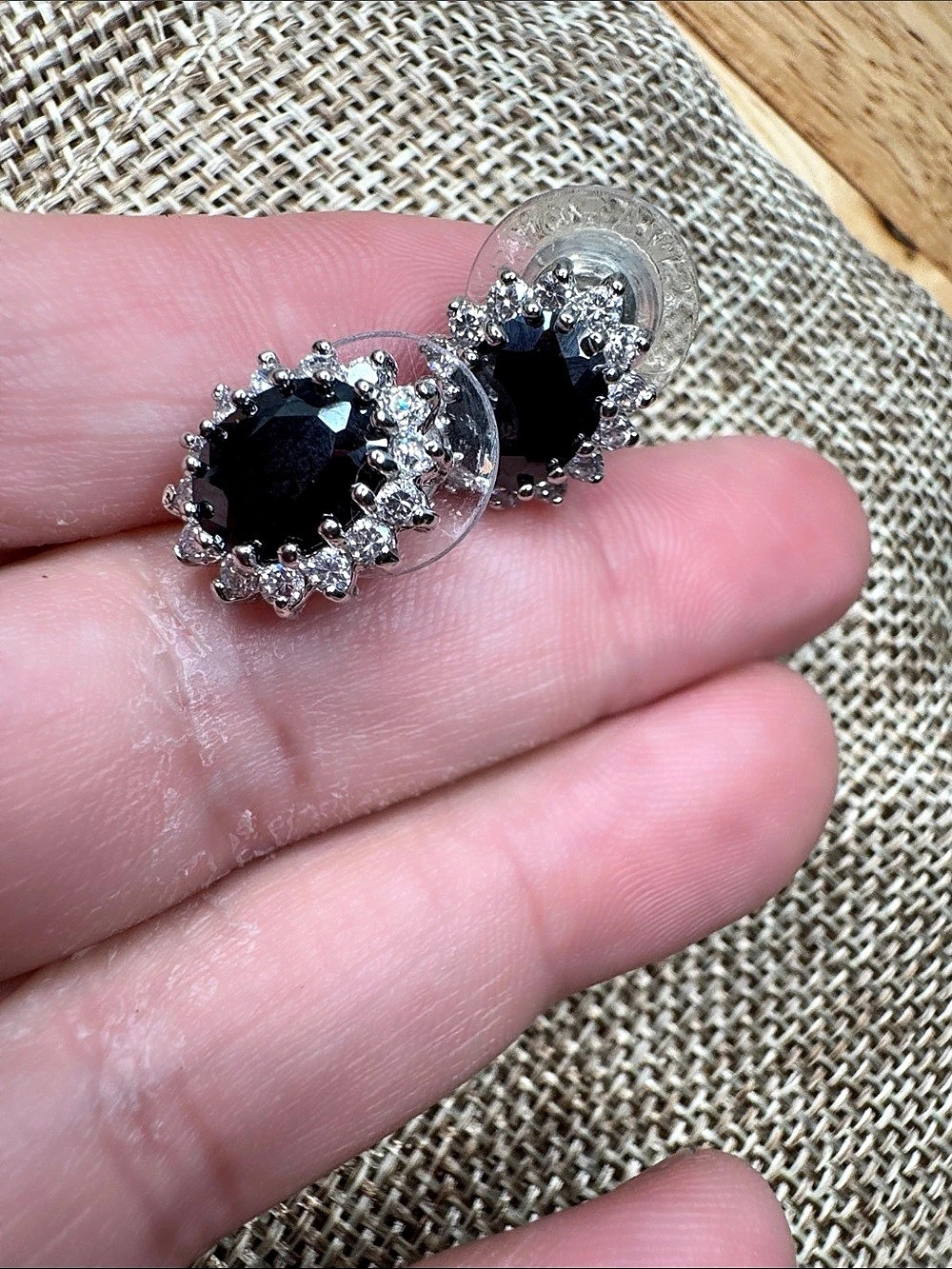 Black & Silver Stud Earrings Like New